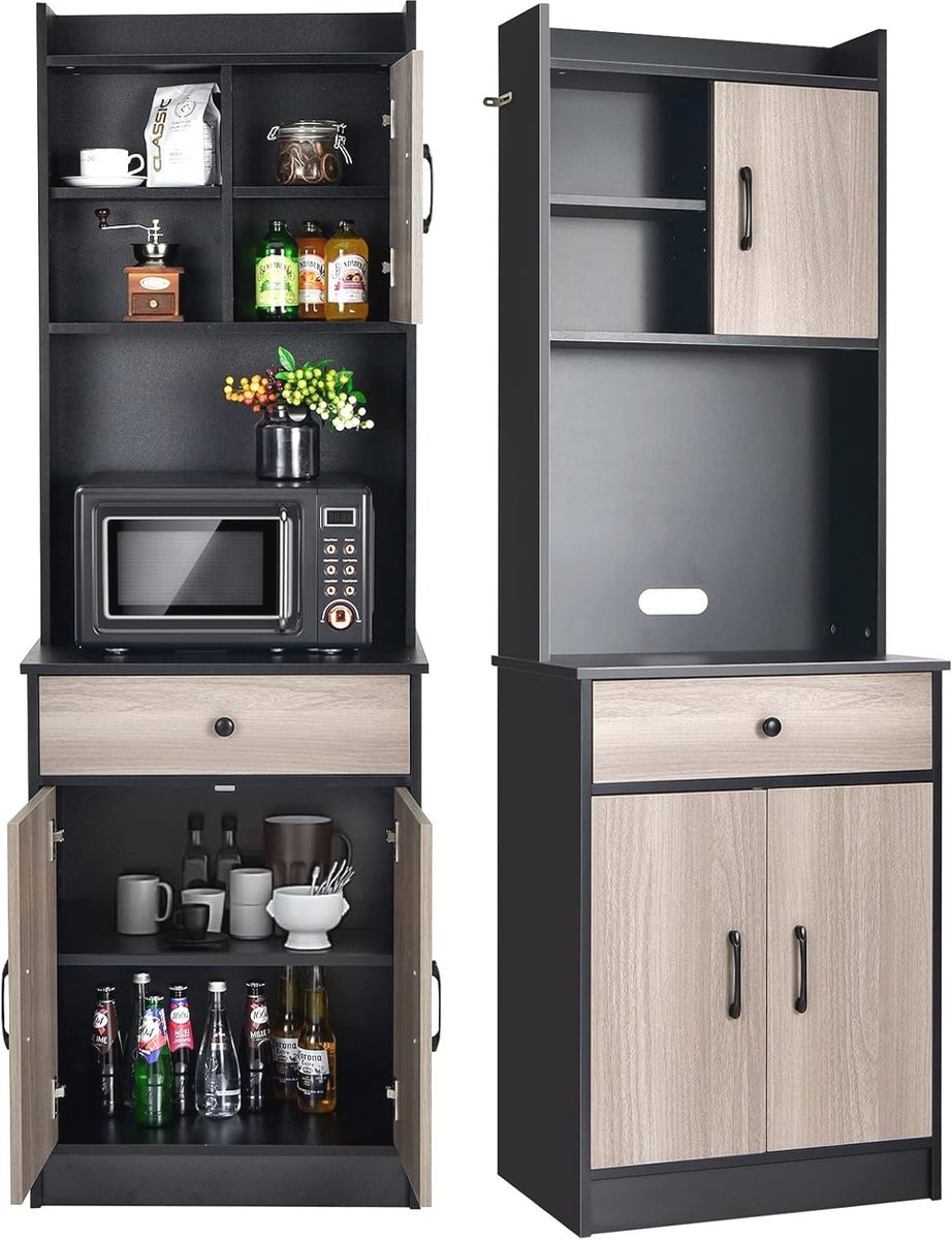Goedkoopste Multifunctionele Keukenkast met Opbergruimte - 60 cm Breed en 180 cm Hoog