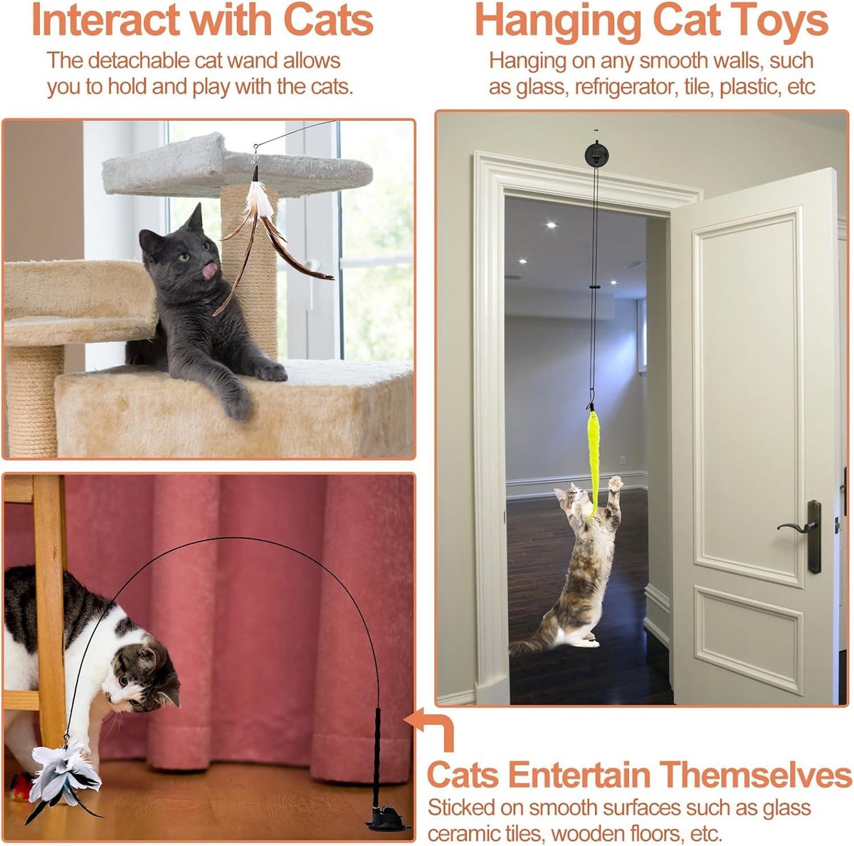 Interactief speelgoed om op te hangen voor katten - kattenspeelgoed - kattenspeelgoed om op te hangen aan de muur met haken - kattenteaser - kattenspeelgoed met zuignap Interactief speelgoed om op te hangen voor katten - kattenspeelgoed - kattenspeelgoed om op te hangen aan de muur met haken - kattenteaser - kattenspeelgoed met zuignap