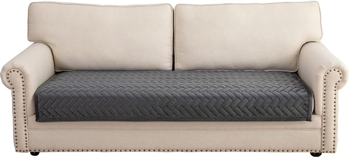 3-zits anti-slip bankovertrek voor L-vorm chaise longue hoekbank - donkergrijs - 90 x 160 cm - honden en huisdieren