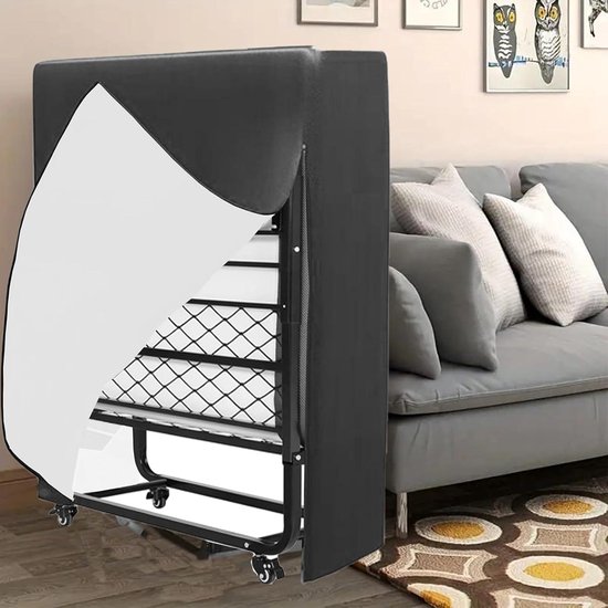 Opklapbedovertrek Zwart Draagbaar opklapbedovertrek Meubilair Stofdichte beschermhoes voor binnen en buiten(102 * 33 * 104cm