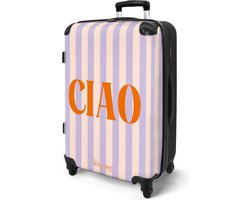 NoBoringSuitcases.com® - Paarse koffer groot - Rolkoffer lichtgewicht met print - Reiskoffer paars met 4 wielen - Luggage suitcase - Grote reis trolley XL - 20 kg bagage - Ruimbagage