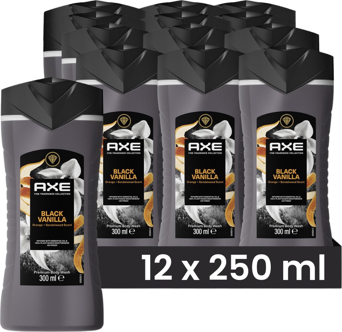 Goedkoopste Axe Fine Fragrances Shower Gel Black Vanilla 300ml 12x