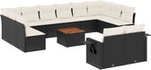 vidaXL - 13-delige - Loungeset - met - kussens - poly - rattan - zwart