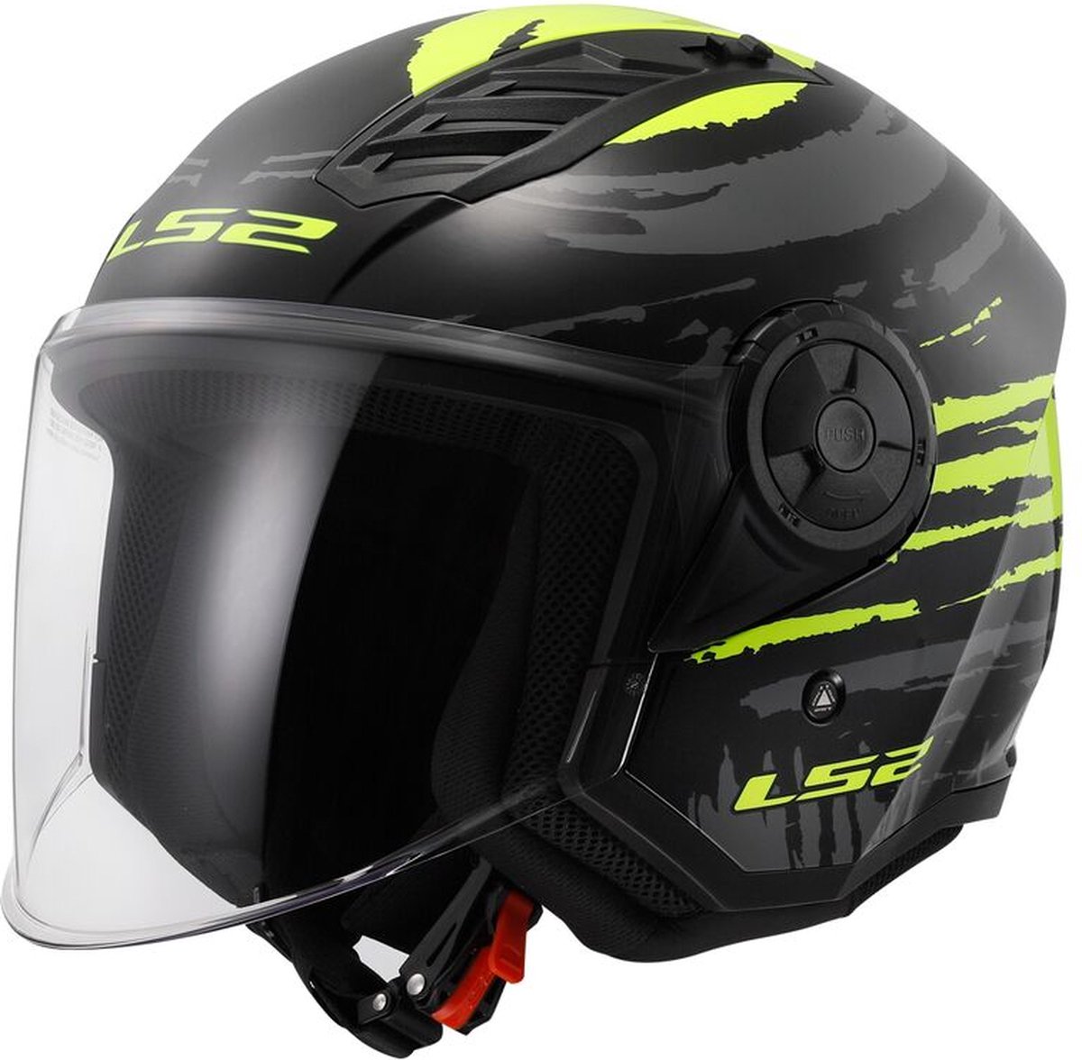 LS2 Helm Airflow II Brush OF616 zwart / geel maat XXXL