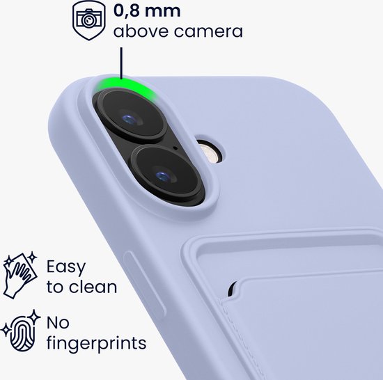 Coque de téléphone en TPU lavande avec un rebord surélevé de 0,8 mm autour de l'appareil photo, facile à nettoyer et résistante aux traces de doigts.