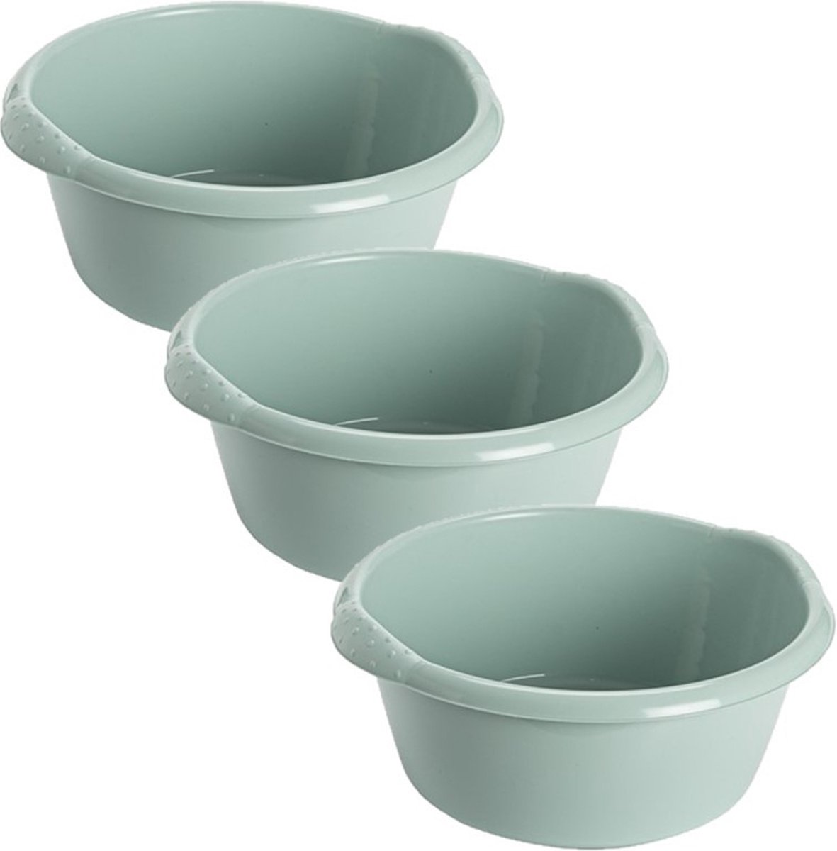 Goedkoopste Hega Hogar afwas teiltje - 3x stuks - mintgroen - 6 Liter - Kunststof - Rond - 32 x 13 cm - Huishouden/schoonmaken/wassen