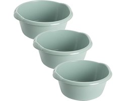 Hega Hogar afwas teiltje - 3x stuks - mintgroen - 6 Liter - Kunststof - Rond - 32 x 13 cm - Huishouden/schoonmaken/wassen