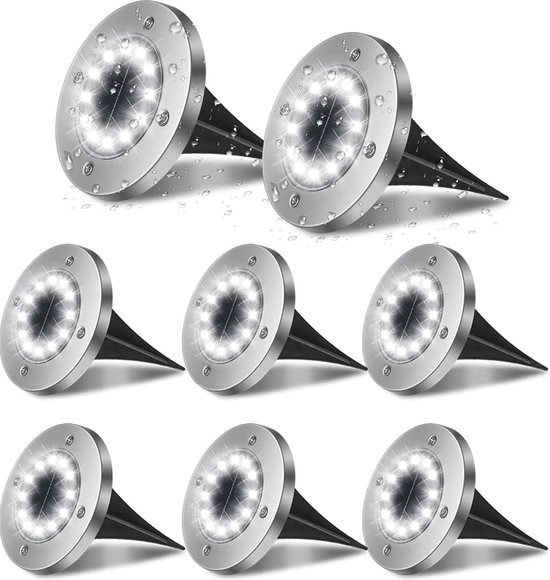 6 Stuks Zonnelampen Voor Buiten - IP55 Waterdicht - Automatische Schemerschakelaar - Continue Of Knipperstand - Eenvoudig Te Installeren - Voor Tuin, Pad, Terras En Gazon