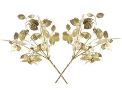 Countryfield kunsttak/kunstbloem - 2x - Lunaria - goud - 40 cm - kunststof