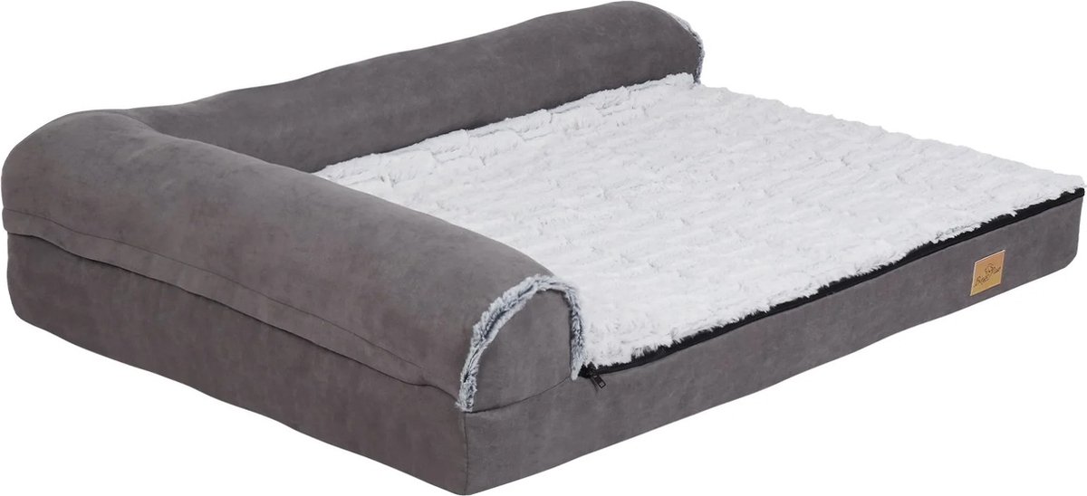 SteeFly® Orthopedische hondenmand - L-vormig traagschuim - Pluche & comfortabel - Wasbare hoes - Voor grote honden - XXL