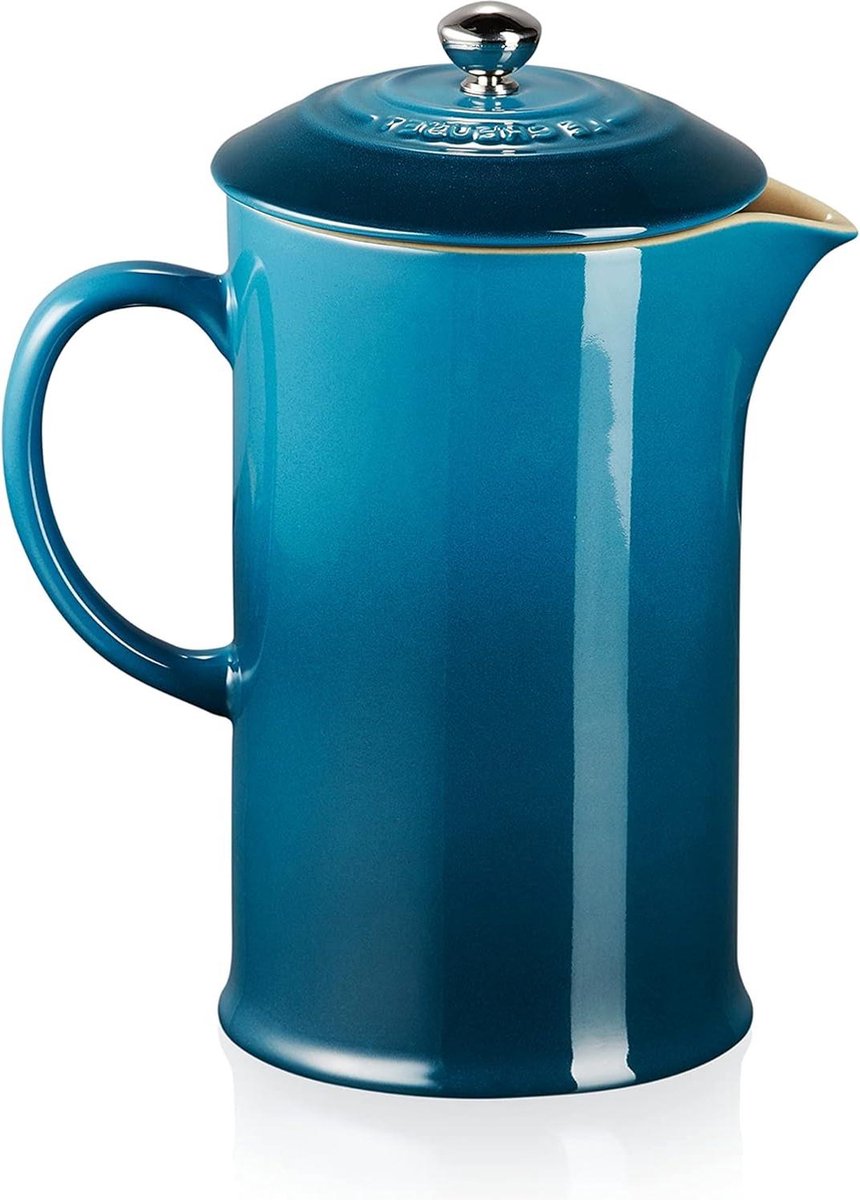 Cafetière French Press Stainless Steel Plunger 1 Litre Serves 3-4 Cups Deep Teal Stoneware