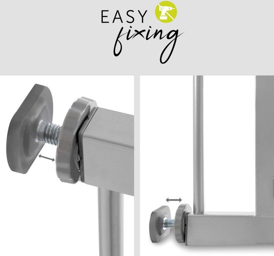 Hauck Door gate/stair protection for children Wood Lock 2 Safety Gate incl. 9 cm extension/no drilling/84 - 89 cm wide/expandable/metal wood grid/grey : Hauck