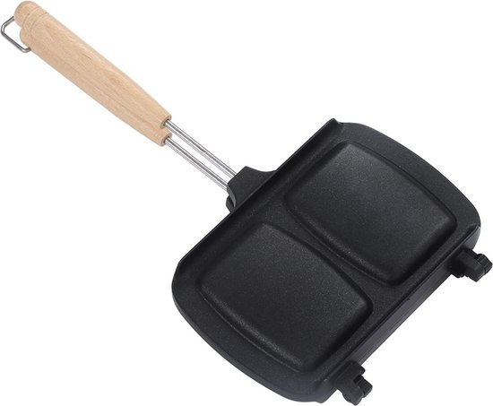 Dubbelzijdige Koekenpan, Aluminiumlegering Sandwich Pan Ontbijt Dubbelzijdige Koekenpan Platte Bodem Anti-aanbak Sandwich Panini Maker Pan voor Broodrooster Ontbijt Omelet, Patroonrooster