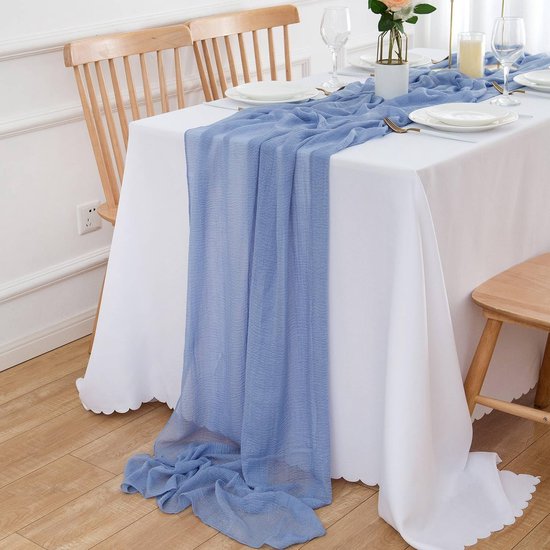 Encasa Opengewerkte tafelloper van puur katoen voor eetkamer, 8 zits, 32 x 230 cm, decoratieve stof voor feestjes, thuis, cafés, restaurants, hotels, zwart