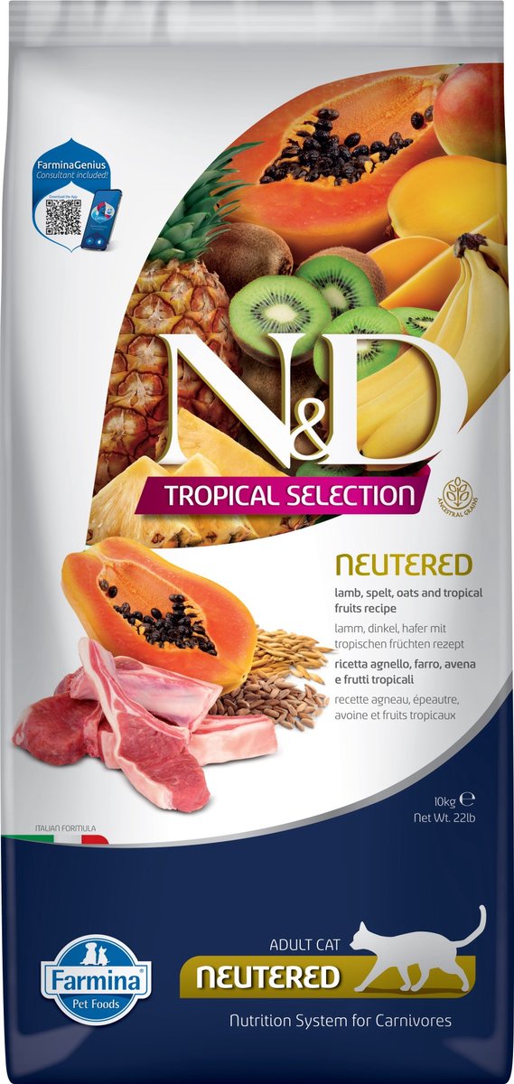 N&D N&D Tropical voeding voor de gecastreerde kat Lam 10 kg