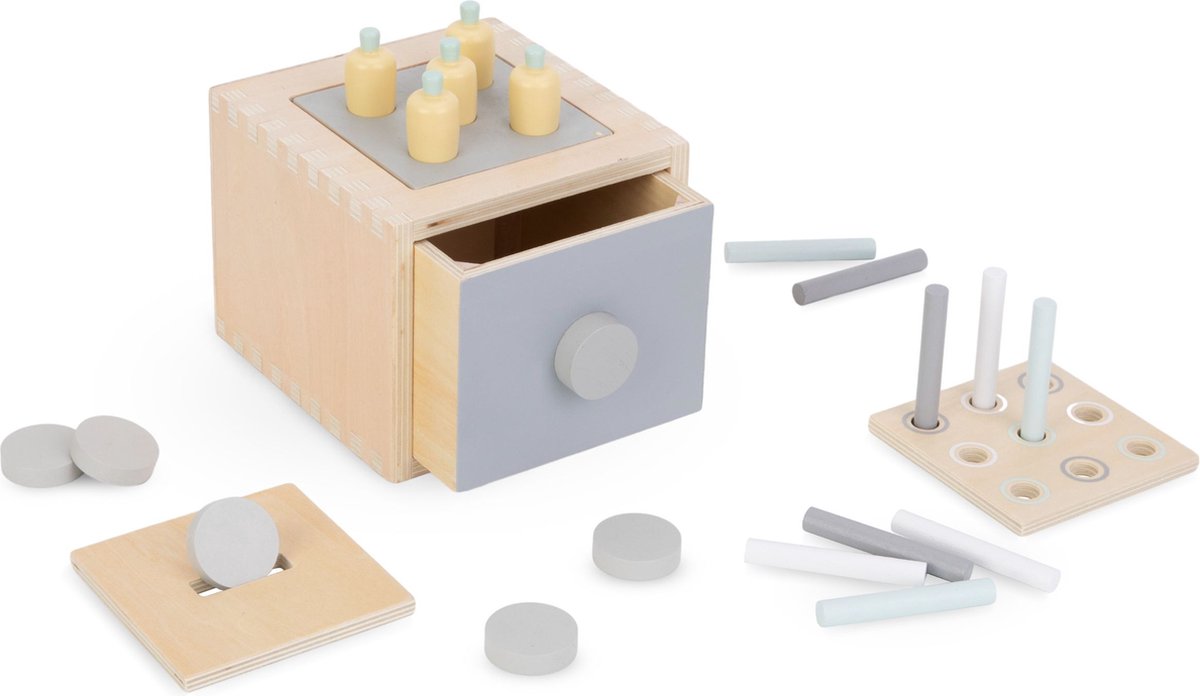 Mamabrum, Montessori Educational Box for Toddlers, Hammer Strike, Puzzle Montessori, Emotional Book, Multifunctional Box, Block Pyramid, Pole Toy from 6 Months Motor Skills