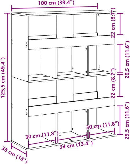 vidaXL - Séparateur de pièce - 100x33x125,5 - cm - décoré - bois - noir