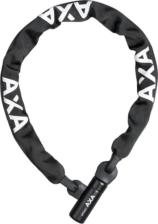 AXA Linq City 100 Kettenschloss, Länge 100 cm, Sicherheitsstufe 9, Stahlglieder 7 mm, Schwarze Schutzhülle, Schwarz