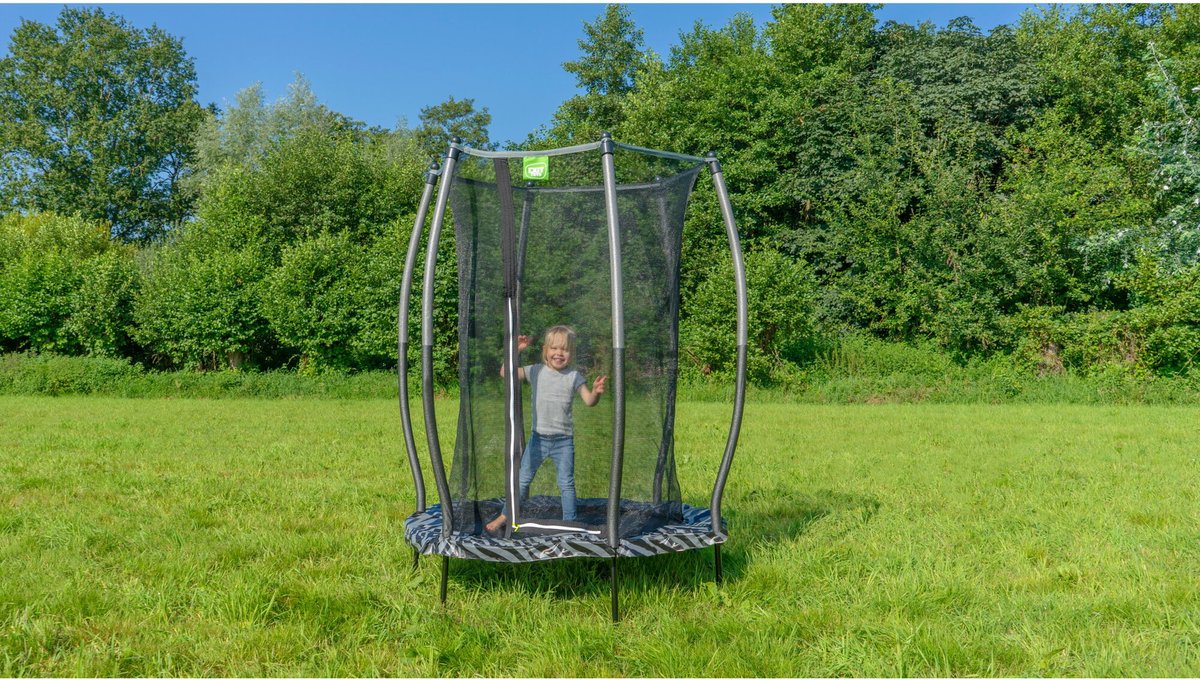 EXIT Tiggy Trampoline ø140cm - met Veiligheidsnet - Rond - Zwart/grijs