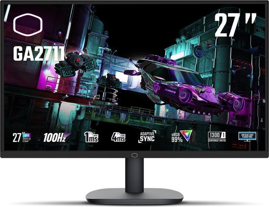 Cooler Master GA2711 - 27 Inch IPS Gaming Monitor - 100Hz - 1ms MPRT and 4ms GtG - QHD (2560x1440) Adaptive Sync - Low Blue Light - Anti Flicker