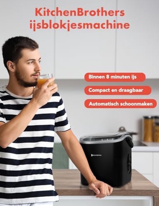 IJsblokjesmachine - IJsblokmaker met IJsschep - 9 Blokjes in 8 min. - Draagbaar met Handvat - Zwart — afbeelding 2