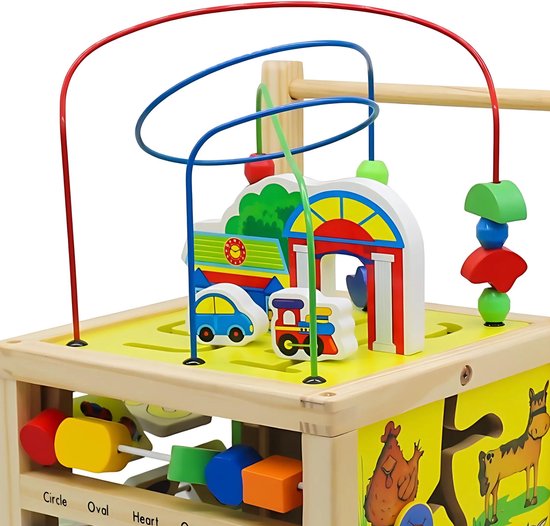 Rijoka Loopwagen Kubus Hout - Baby walker voor 1 jaar - Educatieve looptrainer - Multicolor van Rijoka — afbeelding 5