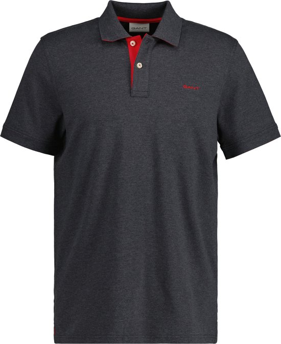 Gant - Heren Polo SS Regular Fit Contrast Pique Rugger Polo - Grijs - Maat L