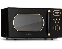 Klarstein Magnetron met Grill, 800 W, 20 Liter, 3-in-1 RVS Zwart, Met Ontdooien en Pizzafunctie, Draaiplateau, Compact - voor Keuken - Bruin - Microwave Combimagnetron Microgolfoven Microwave Oven