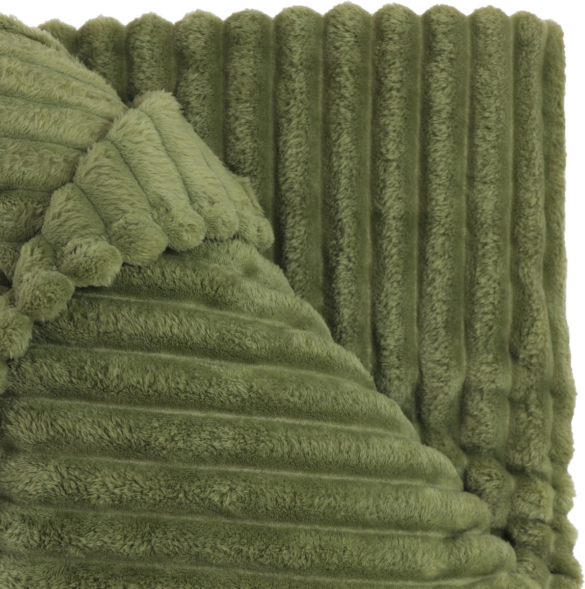 Unique Living Plaid Lex - Polyester - Groen - 150x200 cm - Winter Green - Brede Rib
