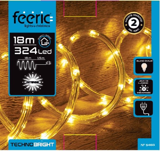 Foto: Feeric lights christmas lichtslang slangverlichting 18 meter 324 led lampjes warm wit