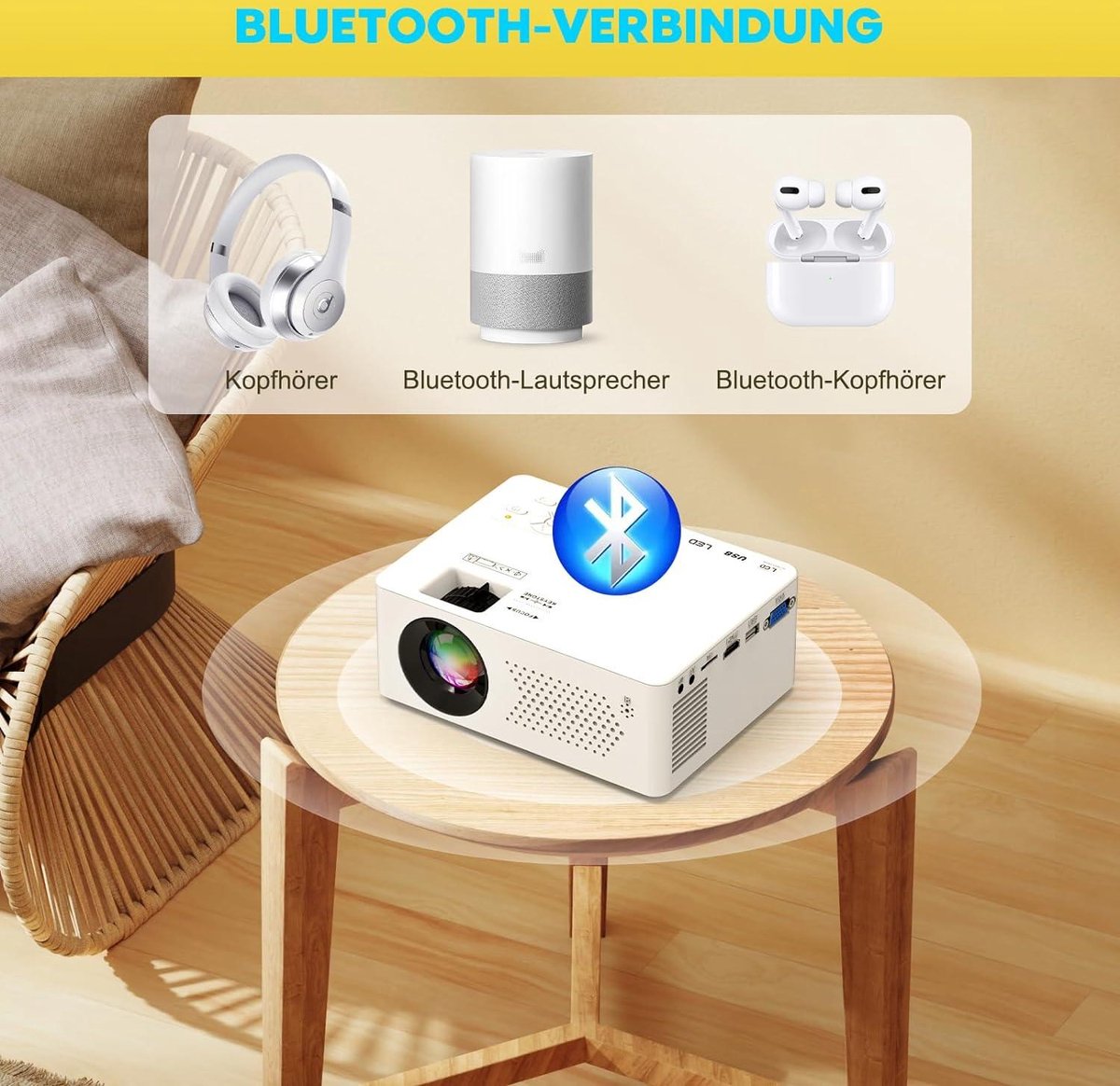 Draagbare Projector, Mini 240×320 4:3 TFT LCD-projector, 24-60 Inch Grootbeeld Bioscoopfilmprojector, voor Thuis Buitenshuis, Ondersteuning van 30000 Uur LED-levensduur(EU Draagbare Projector, Mini 240×320 4:3 TFT LCD-projector, 24-60 Inch Grootbeeld Bioscoopfilmprojector, voor Thuis Buitenshuis, Ondersteuning van 30000 Uur LED-levensduur(EU
