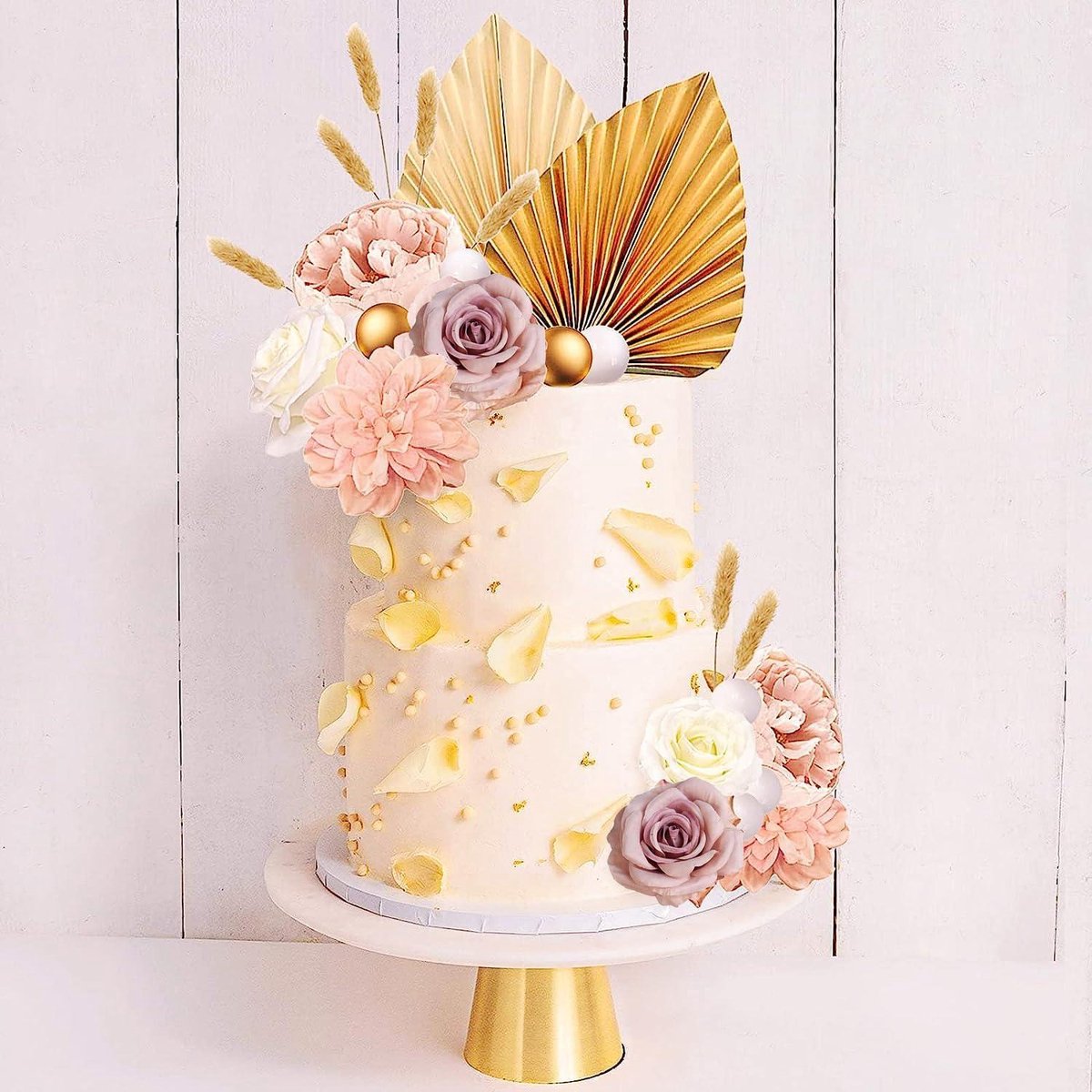 25 Boules De Décoration Pour Gâteaux Style Boho | Couleurs Vert Sauge, Beige, Doré | Pour Cake Design Et Fêtes