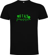 T-shirt Zwart avec l'inscription « Stay Pawsitive » en vert fluo, taille XL