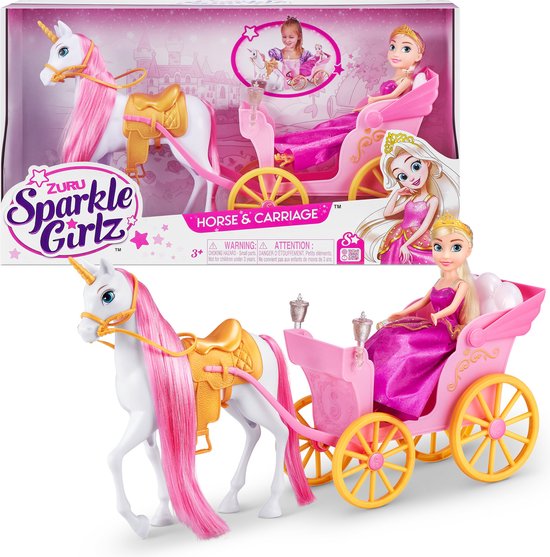Calèche Barbie Carrosse Licorne Sparkle Girlz Licorne Et Poupée