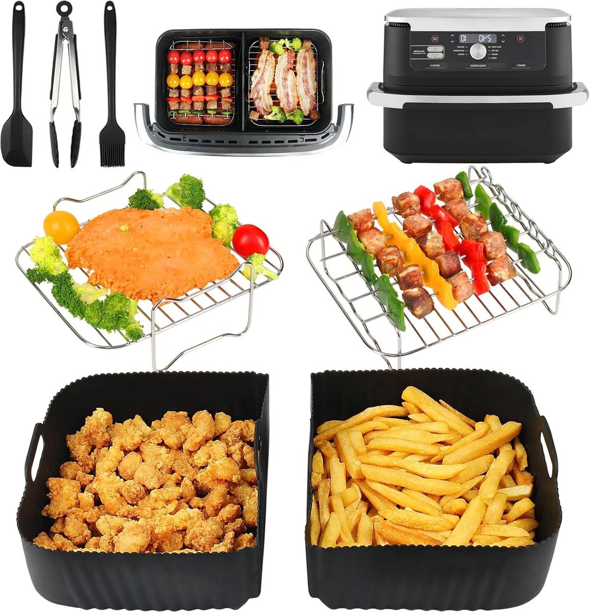 Accessoires voor Flex Drawer AF500EU 7 Stuks Compatibel met Cecotec Siliconen Bakvorm Heteluchtfriteuse airfryer accessoires