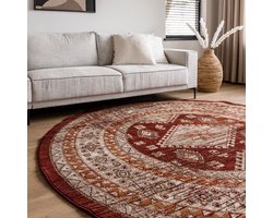 Rond vintage vloerkleed Aila Rood/Oranje - Rond 160 Ø - (M)