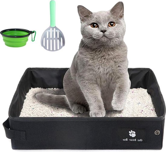 Kitty Opvouwbare kattenbak, grote kattenbak, opvouwbaar, draagbaar, voor reizen in de