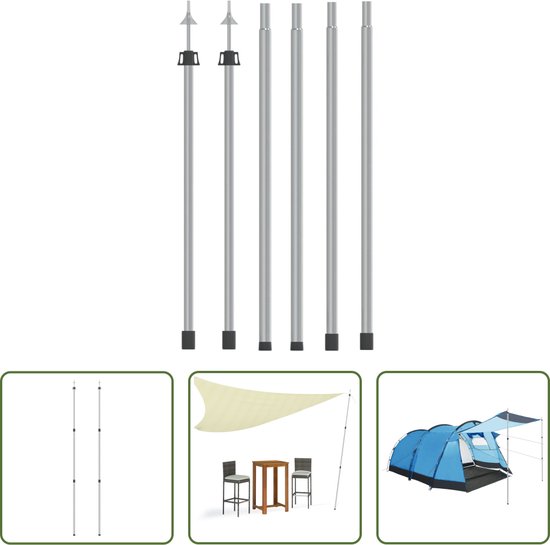 Foto: The living store telescopische luifelstok verstelbare lengte 102 260 cm aluminium 30 25 21 mm set van 2