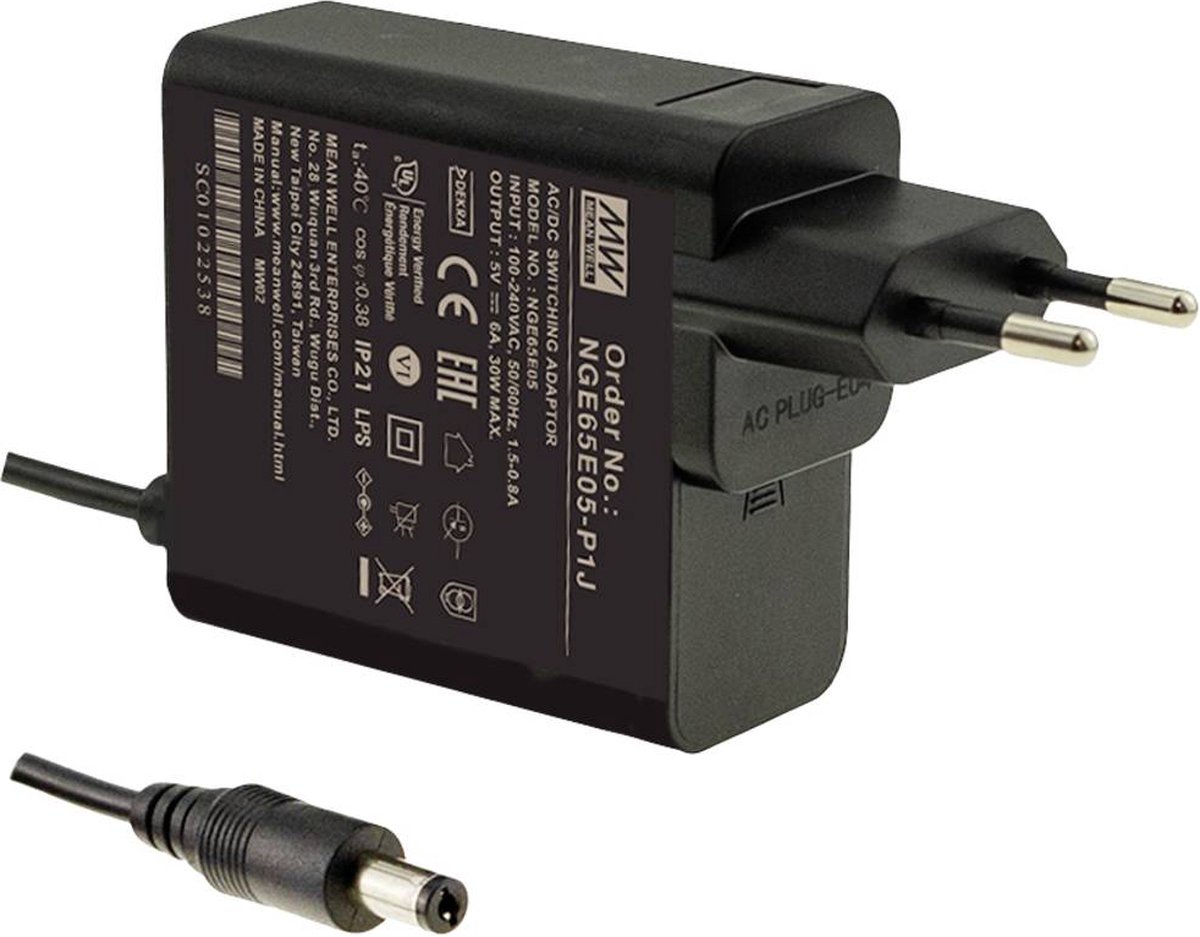 MEAN WELL NGE65E24-P1J Stekkernetvoeding, vaste spanning 65 W