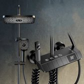 Compleet Douchesysteem - ABS Doucheset - Mat Zwarte Hoofddouche en Handdouche - Vierkante Regendouche voor Badkamer - Verstelbaar - Digitale Temperatuur Display
