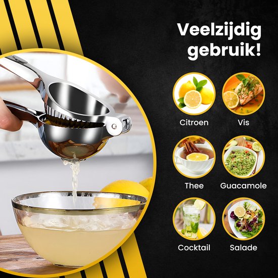 PROKING Robuuste Citroenpers - Limoenpers - Handmatige Pers - Lemon squeezer - Citrusknijper - Fruitpers - Sinaasappelpers - Zilver van Merkloos — afbeelding 3