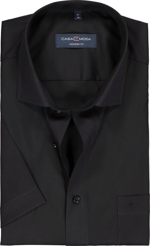 Casa Moda Chemise unie noire à manches courtes Kent Modern Fit - 44