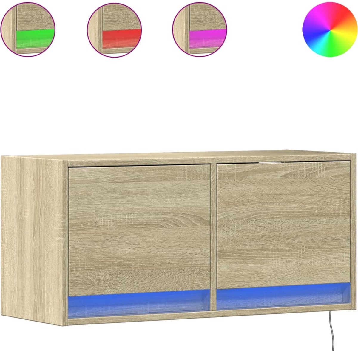 vidaXL - Tv-wandmeubel - met - LED-verlichting - 80x31x35 - cm - sonoma - eikenkleur