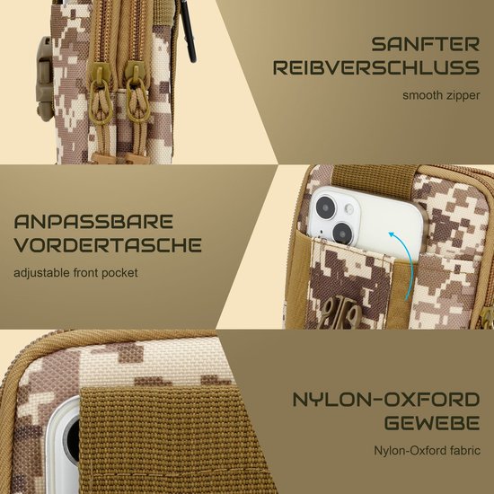 Étui adapté pour OnePlus Nord N10 5G en camouflage beige téléphone portable tactique molle EDC pochette compatible pochette d'épaule étui de ceinture militaire housse