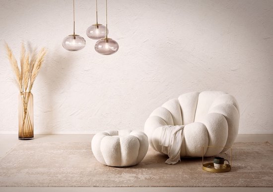 Fauteuil et pouf Rosie Wit - Teddy - Hauteur d'assise 23 cm - Profondeur d'assise 94 cm