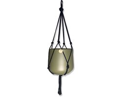 Minimalistische Plantenhanger - Kies kleur en lengte - Zwart - 60 cm lang - Katoenkoord - Geschikt voor Pot met Diameter t/m 15 cm - Handgemaakt in ons Macramé Atelier - Prijs per Stuk - Let op: Exclusief Pot - Inclusief Verzendkosten