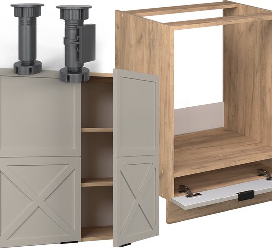 Vicco Fame- Line Corner Kitchen – 190 x 60 cm, WB Chêne Grijs/ beige / chêne doré