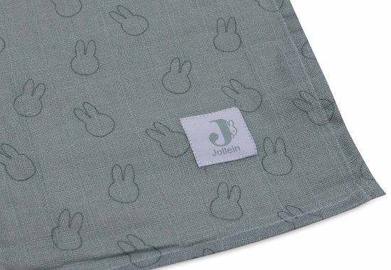 Jollein x Nijntje - Hydrofiele Doek Large 115x115cm - Inbakerdoek, Spuugdoekjes, Baby Doeken - Zacht Katoen - 2 Stuks - Miffy Silhouettes Sea Green van Jollein — afbeelding 4