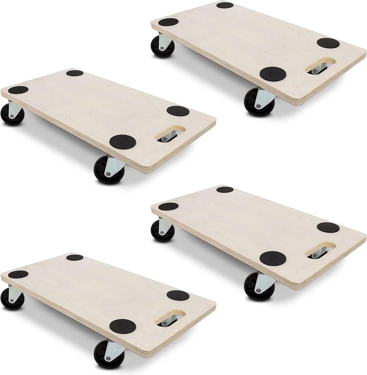 Houten meubelroller met wieltjes - Handgreep tot 200 kg - Antislip - Afmetingen: 11 x 58 x 30 cm - Meubelhondje naturel