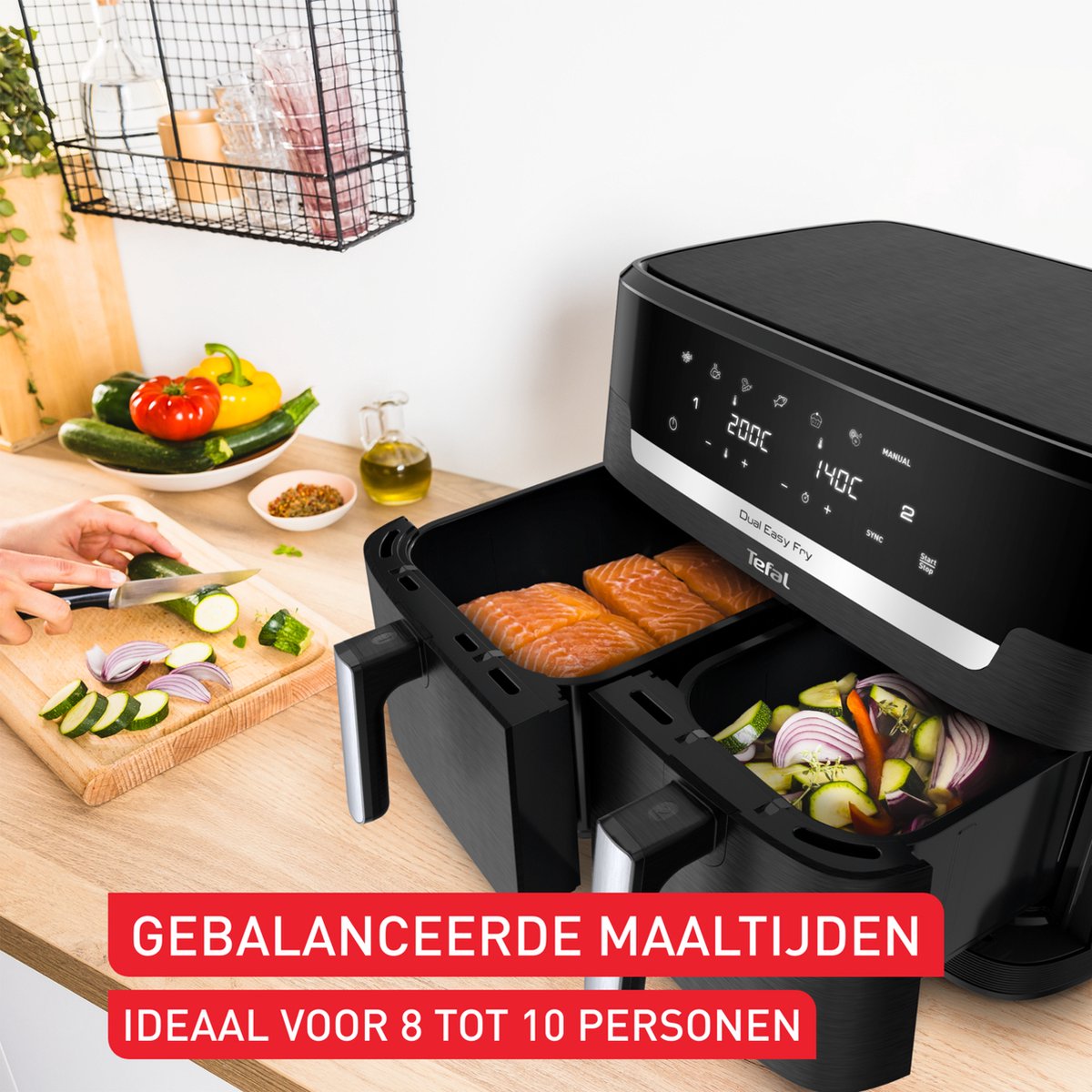 Tefal Easy Fry Dual XXL EY9428 - Dubbele Airfryer XXL - 11L - Dubbele Mand - 2-in-1 Functie - Tot 8 personen — afbeelding 4